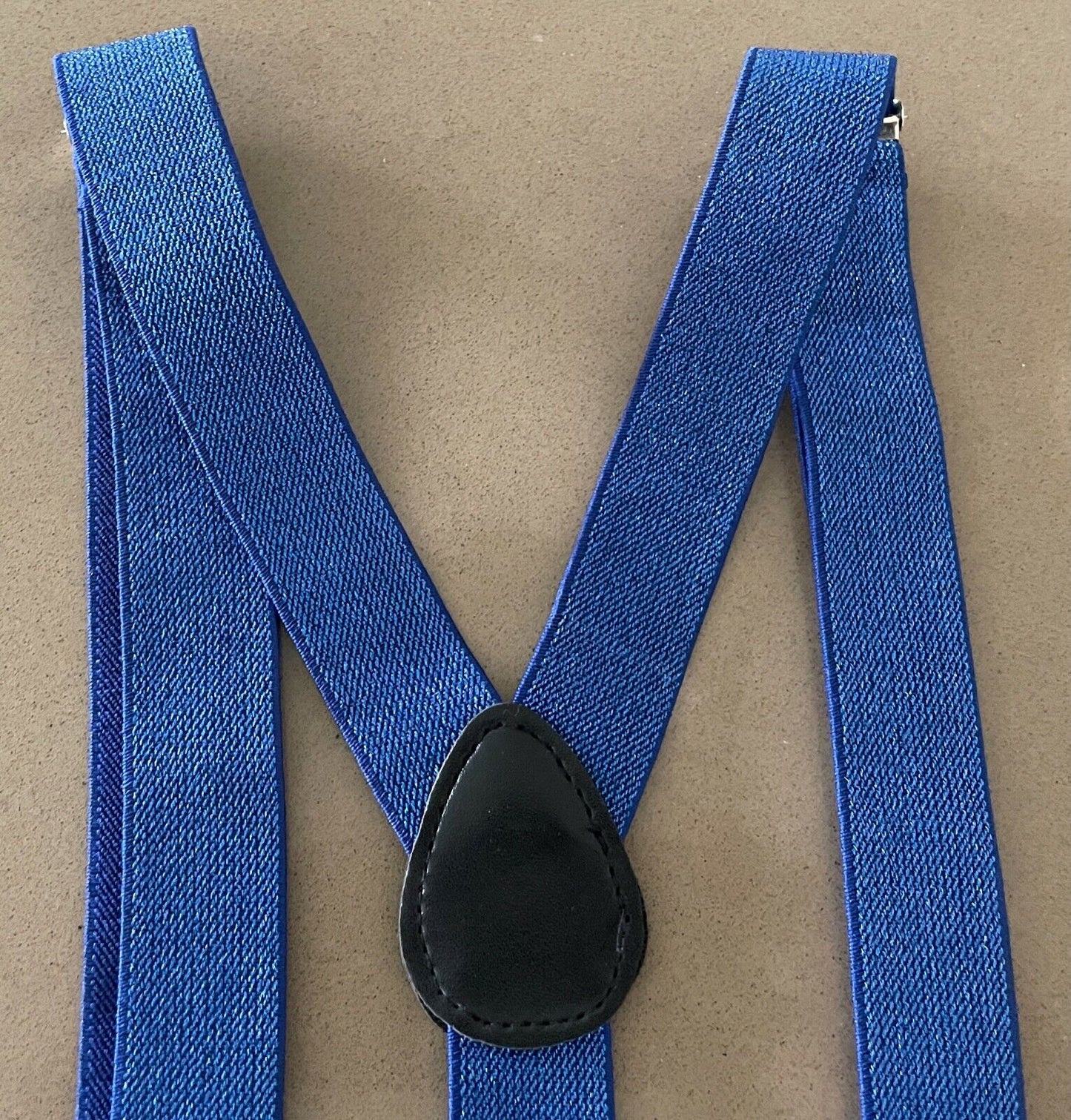 Unisex Braces Suspenders Blue Glitter Elasticised Adjustable 2.5cm Wide