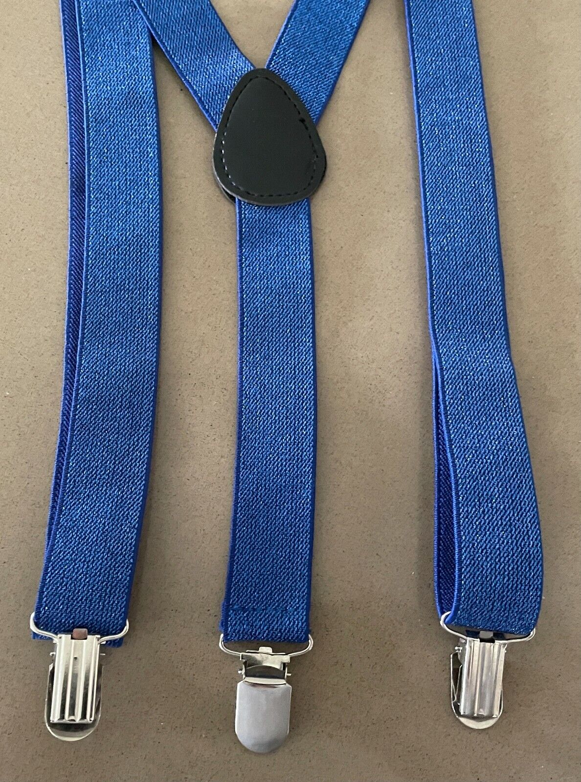 Unisex Braces Suspenders Blue Glitter Elasticised Adjustable 2.5cm Wide