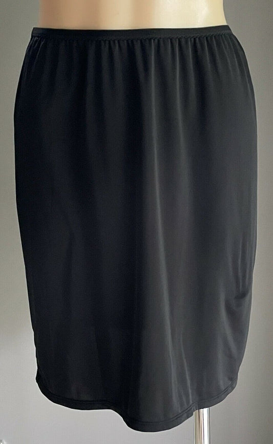 BASSONI LINGERIE Half Slip Petticoat Black Elastic Waist Ladies Size 14 9069 NEW