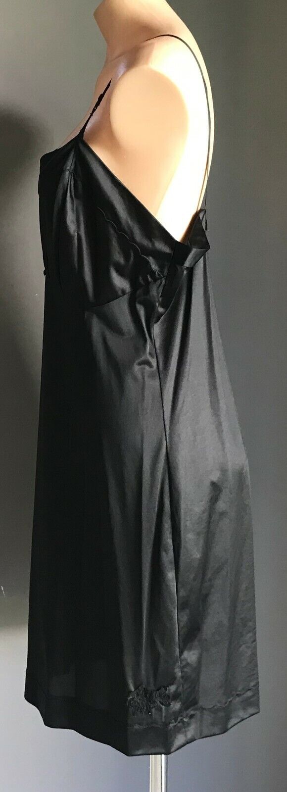 Vintage Petticoat Bri Nylon Black Full Slip Lingerie Plus Size 18 1970s