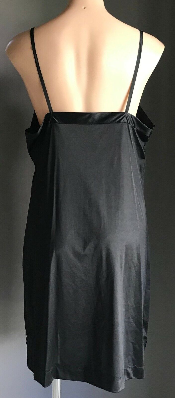 Vintage Petticoat Bri Nylon Black Full Slip Lingerie Plus Size 18 1970s