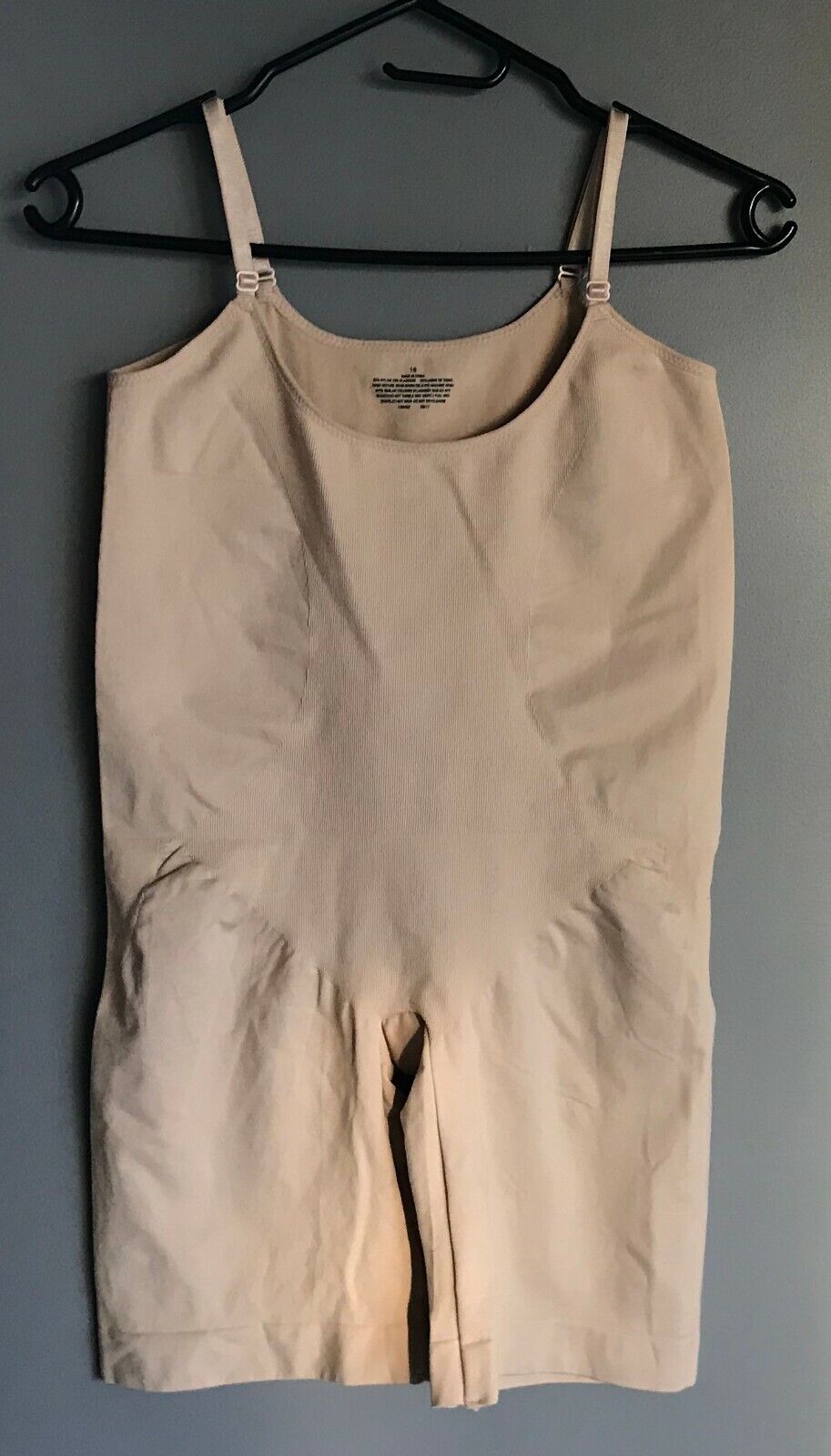 BODYSUIT ShapeWear Beige Step In Mid Thigh Seamless Adjust Strap Plus Sz 18 NEW