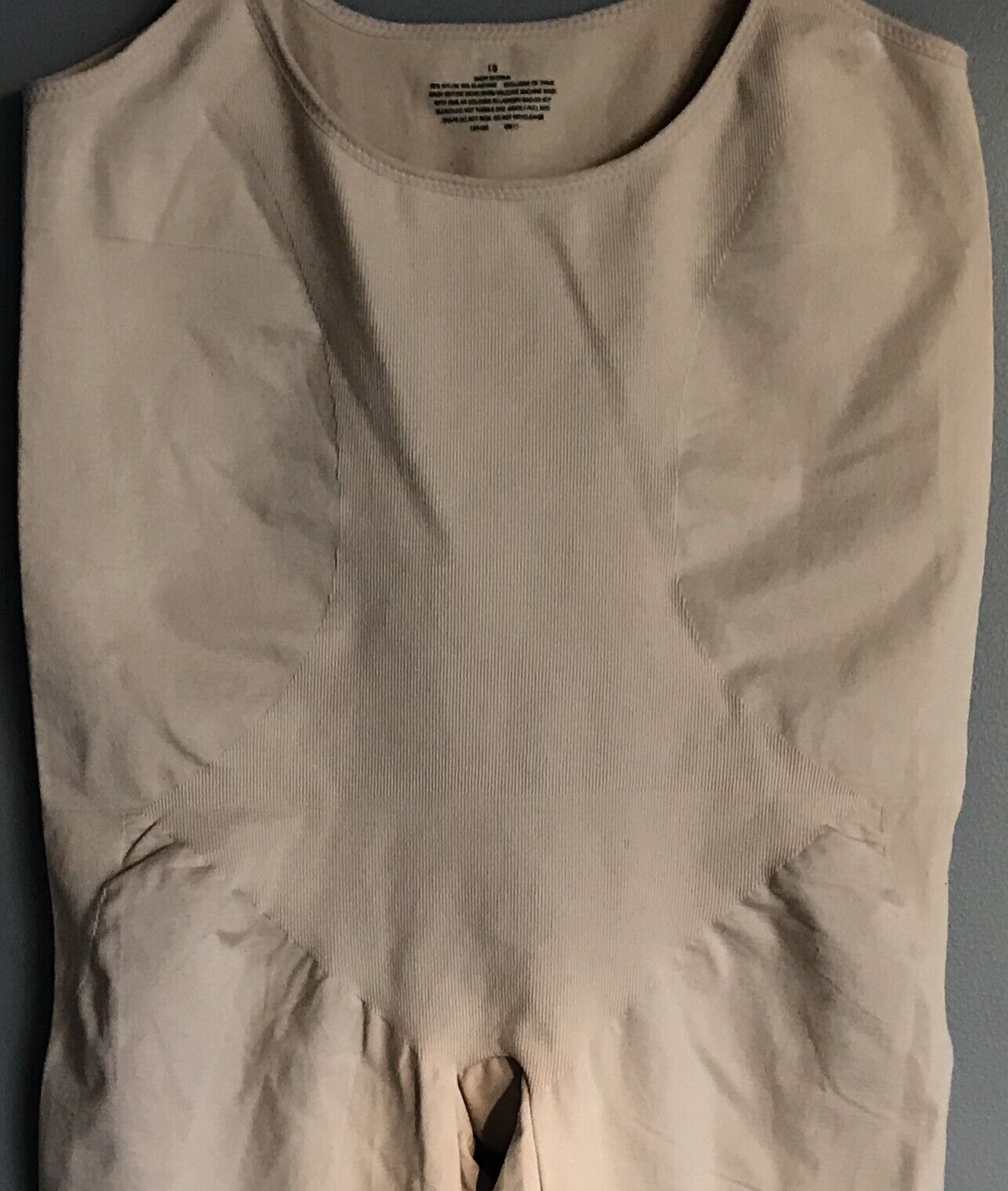 BODYSUIT ShapeWear Beige Step In Mid Thigh Seamless Adjust Strap Plus Sz 18 NEW