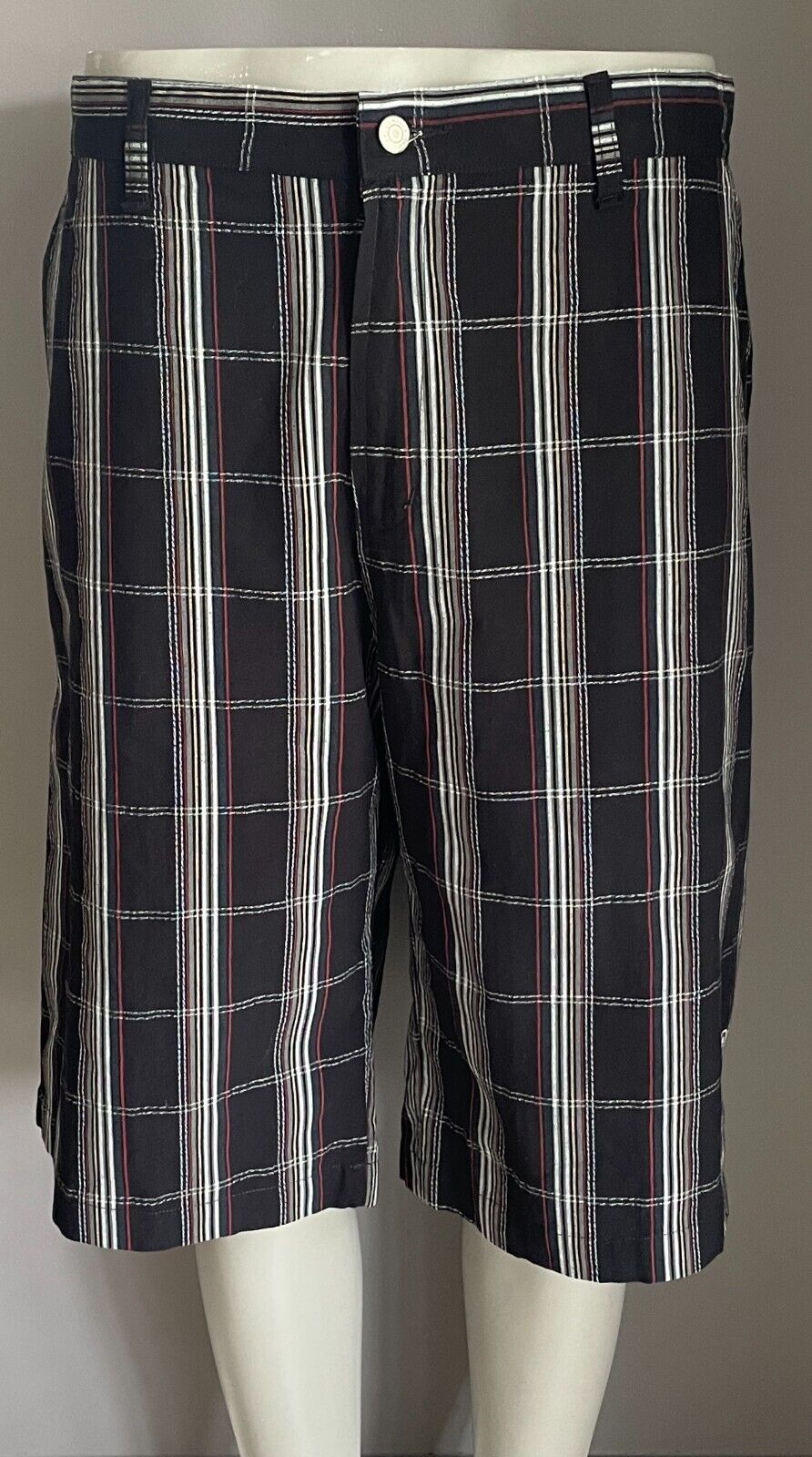 UNIT Bermuda Shorts Black Maroon Grey White Navy Yellow Check Sz 42 104cm Waist