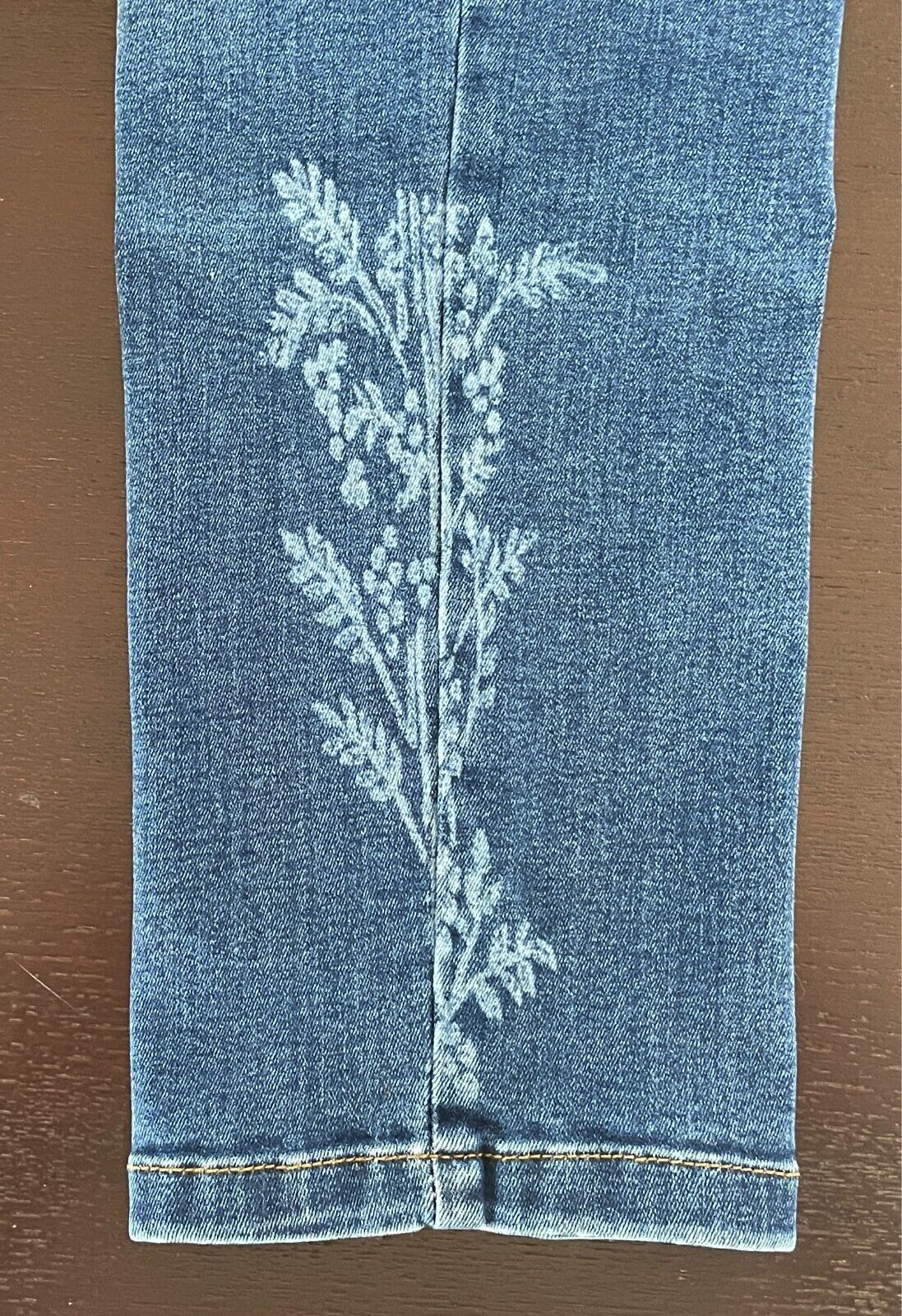 I SAY Lucca Blue Denim Jeans Skinny Leg 7/8 Length Size 14 Stretch Leg Print