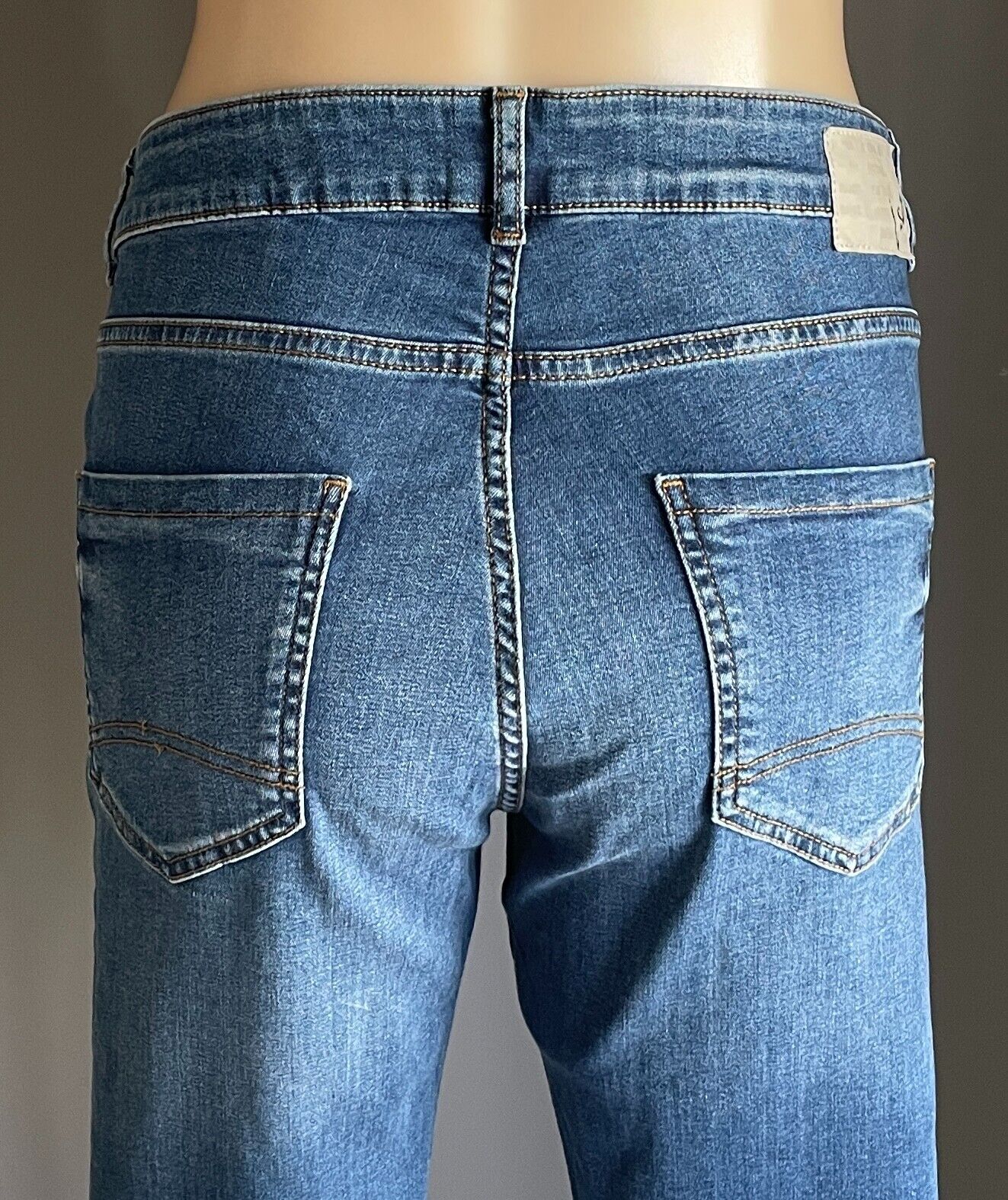 I SAY Lucca Blue Denim Jeans Skinny Leg 7/8 Length Size 14 Stretch Leg Print