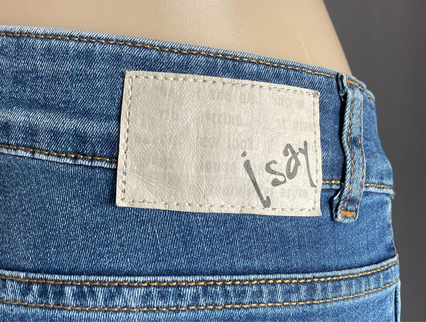 I SAY Lucca Blue Denim Jeans Skinny Leg 7/8 Length Size 14 Stretch Leg Print
