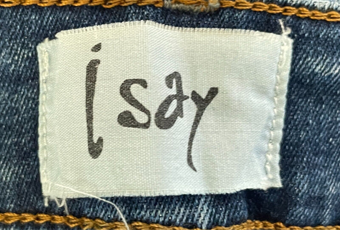 I SAY Lucca Blue Denim Jeans Skinny Leg 7/8 Length Size 14 Stretch Leg Print