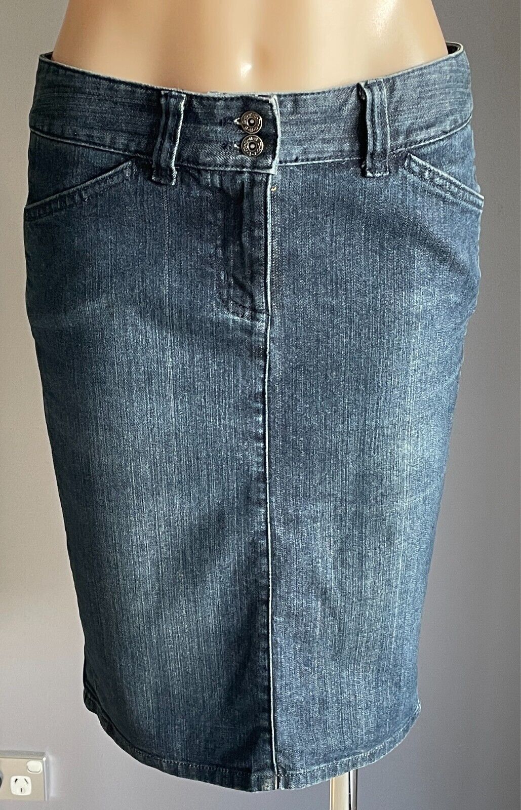 PORTMANS Denim Skirt Blue Pencil Size 8  10 Knee Length