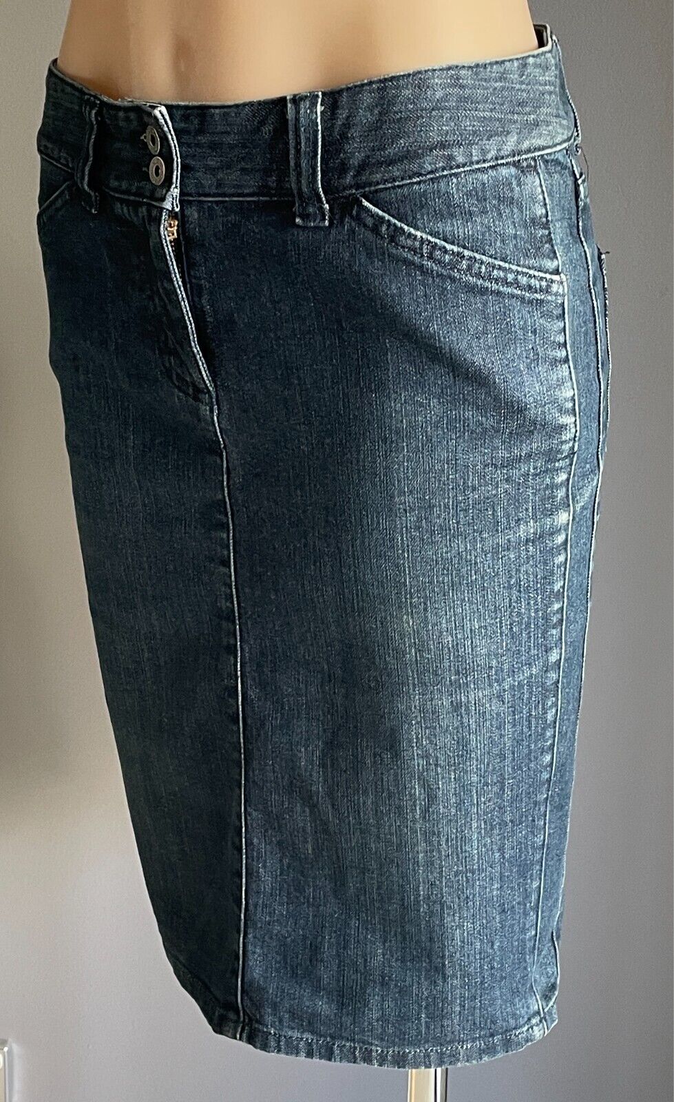 PORTMANS Denim Skirt Blue Pencil Size 8  10 Knee Length