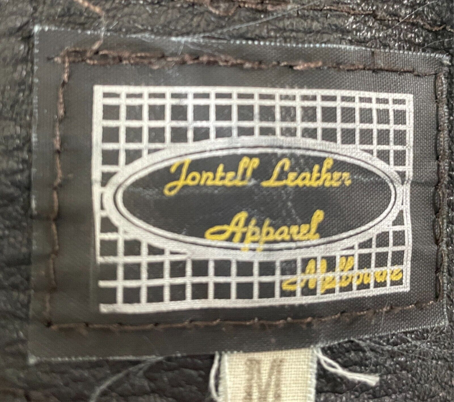 Vintage JONTELL LEATHER Black Leather Bomber Jacket Size M Lined Elastic Hem