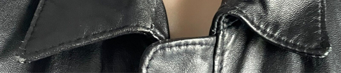 Vintage JONTELL LEATHER Black Leather Bomber Jacket Size M Lined Elastic Hem
