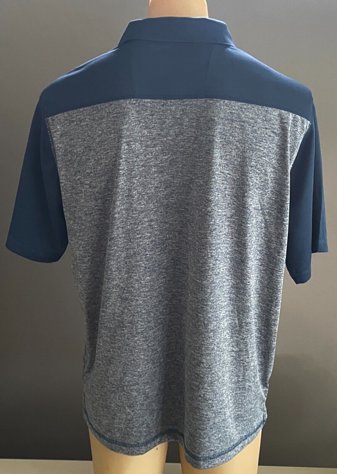 Polo Shirt COUGARS Grey & Blue Marle Quick Dry Short Sleeve Top Mens Size L