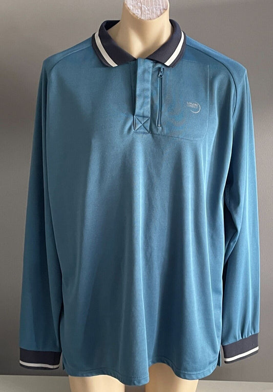 Polo Shirt EXPLORE 360 Long Sleeve Teal Blue Mens Size 3XL Navy White Fishing