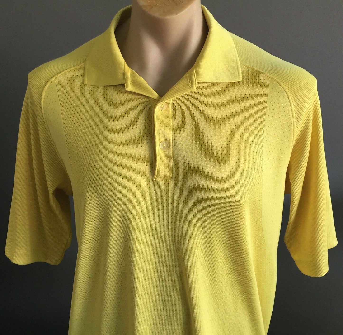 Polo Shirt NIKE Yellow Fit Dry Golf Short Sleeve Button Up Mens Size L Sport Top