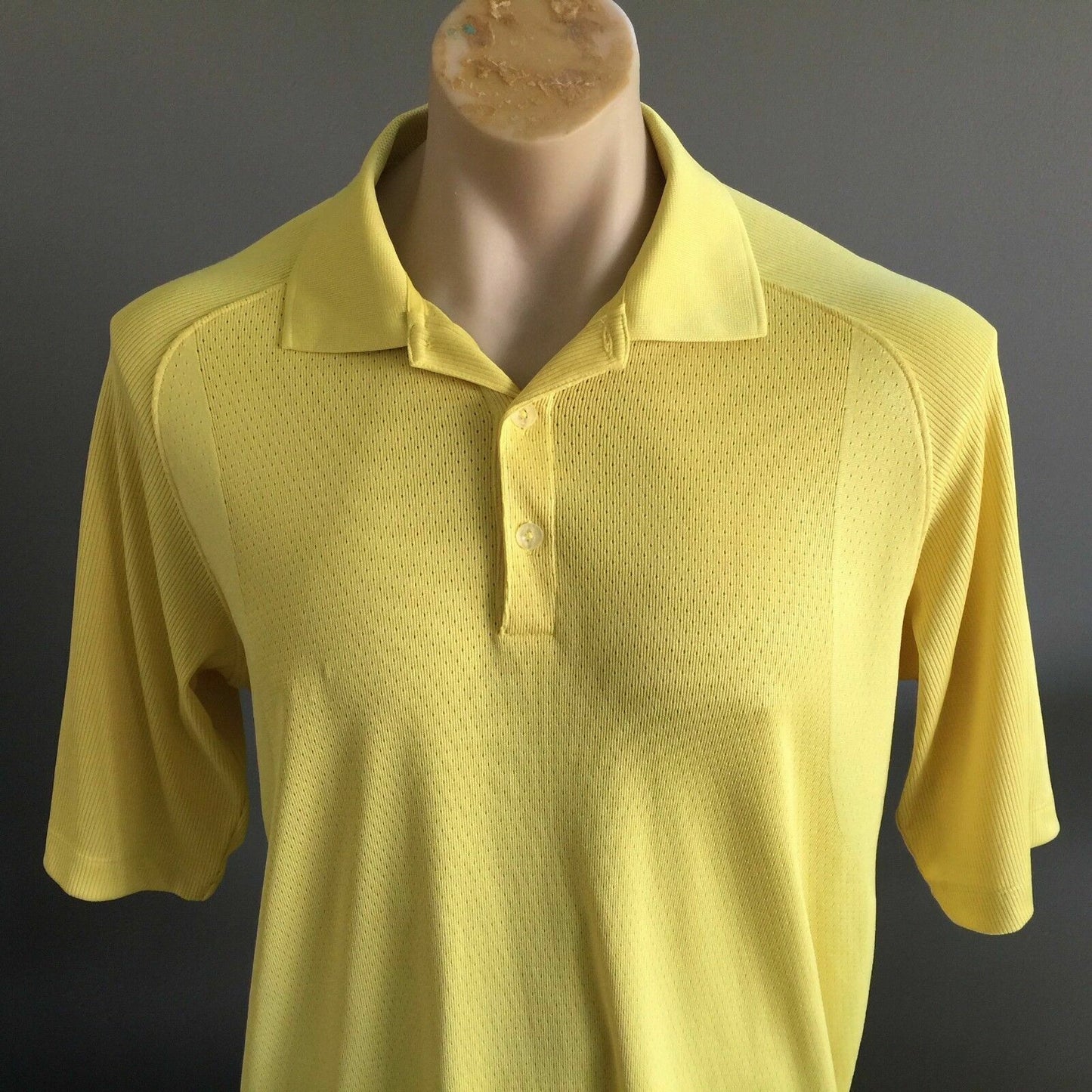 Polo Shirt NIKE Yellow Fit Dry Golf Short Sleeve Button Up Mens Size L Sport Top