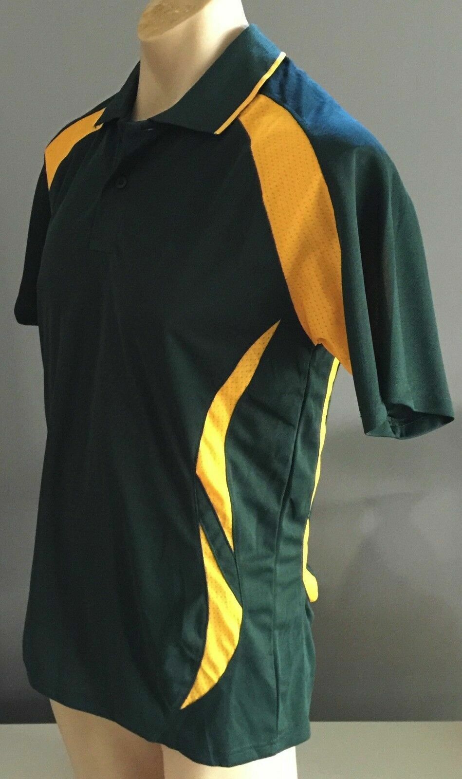 Polo Shirt AUSTRALIA Green Gold Sports Jersey Sh/Sleeve Top Cricket Mens Sz M