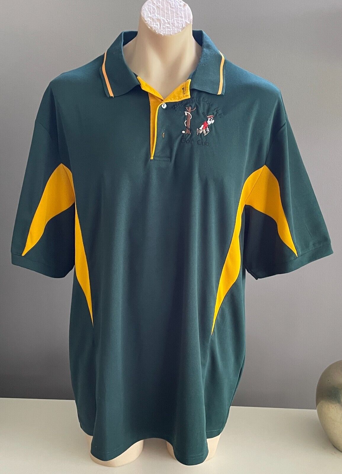 DOIDA Polo Shirt KING ASH BAY N T Golf Club Green & Gold Short Sleeve Mens 5XL