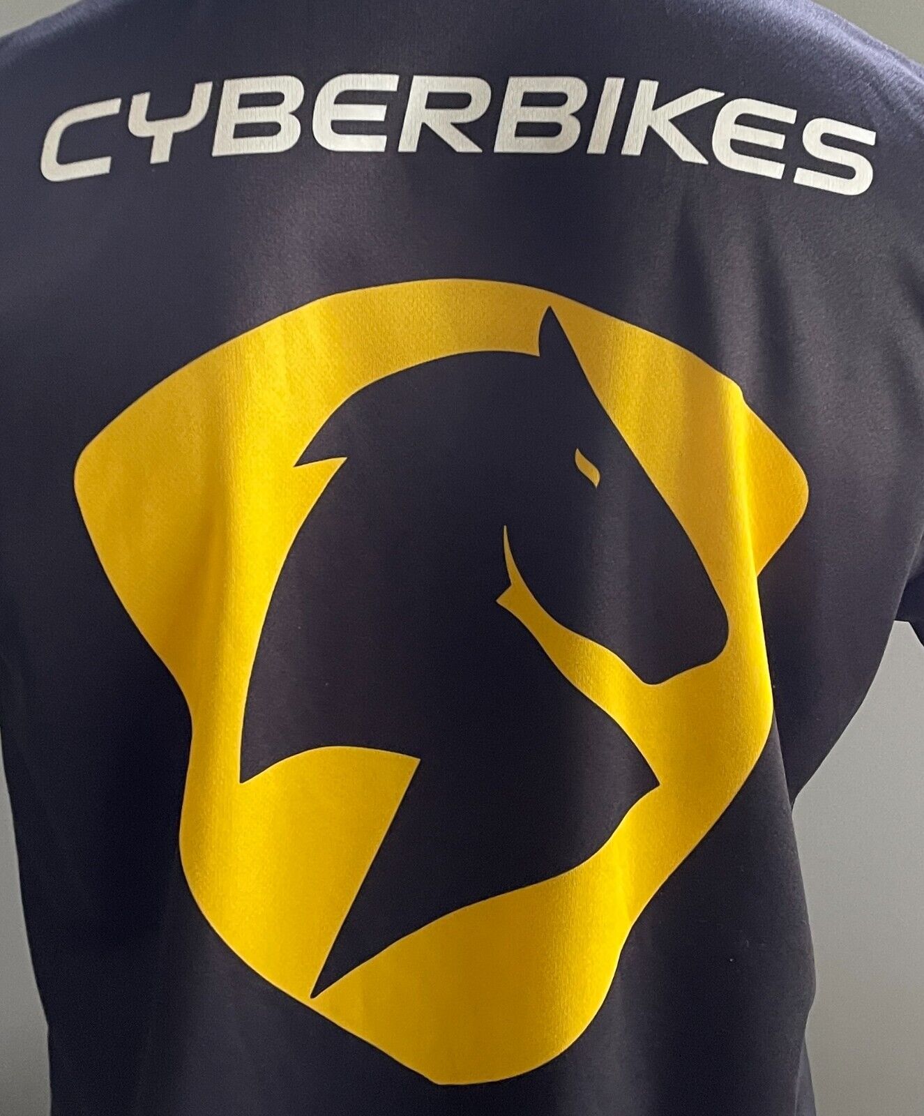 CYBERBIKES Goodfellows Polo Shirt Sports Black Yellow & White Logo Mens Size M