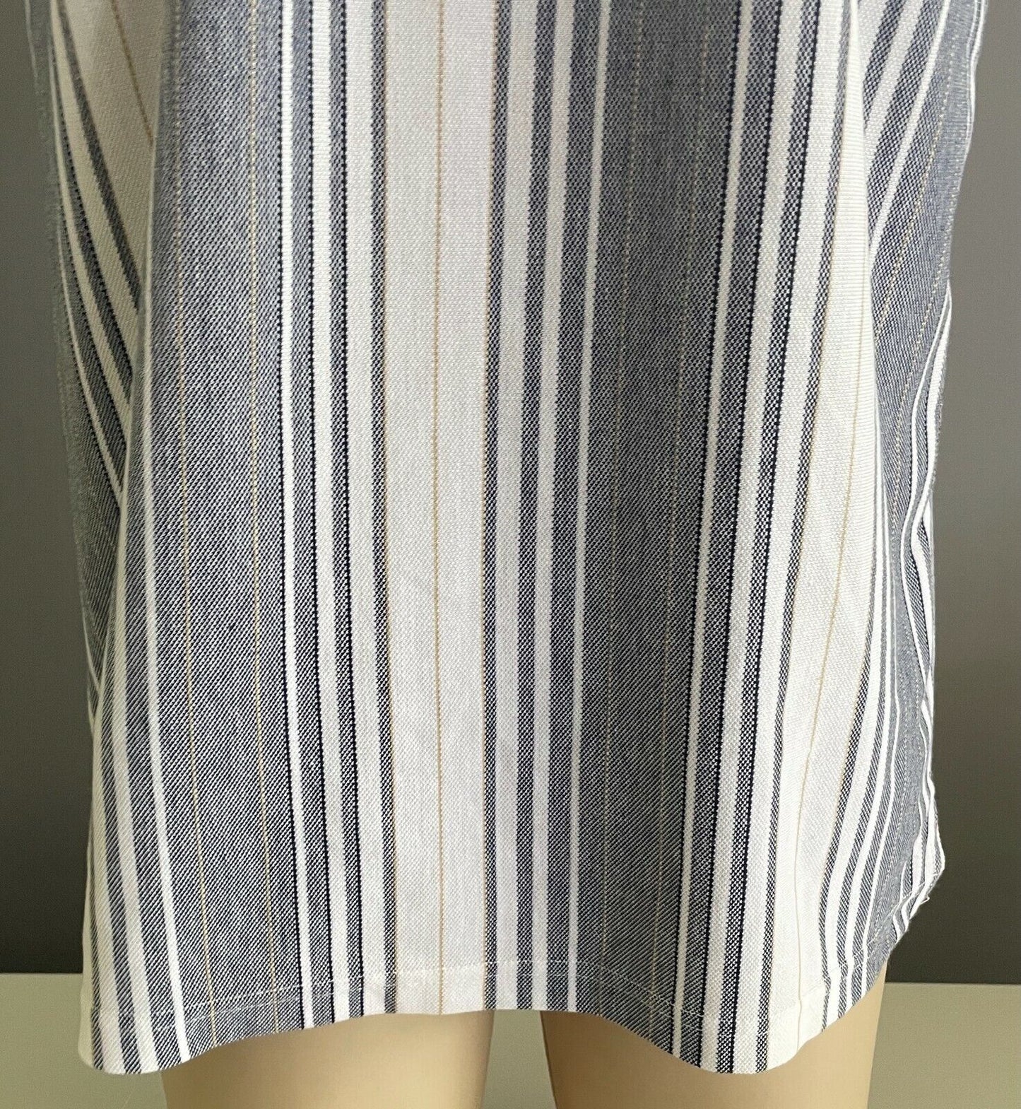 Polo Shirt BOTANY BAY TRADERS Navy White Gold Stripe Short Sleeve Tee Mens Sz M