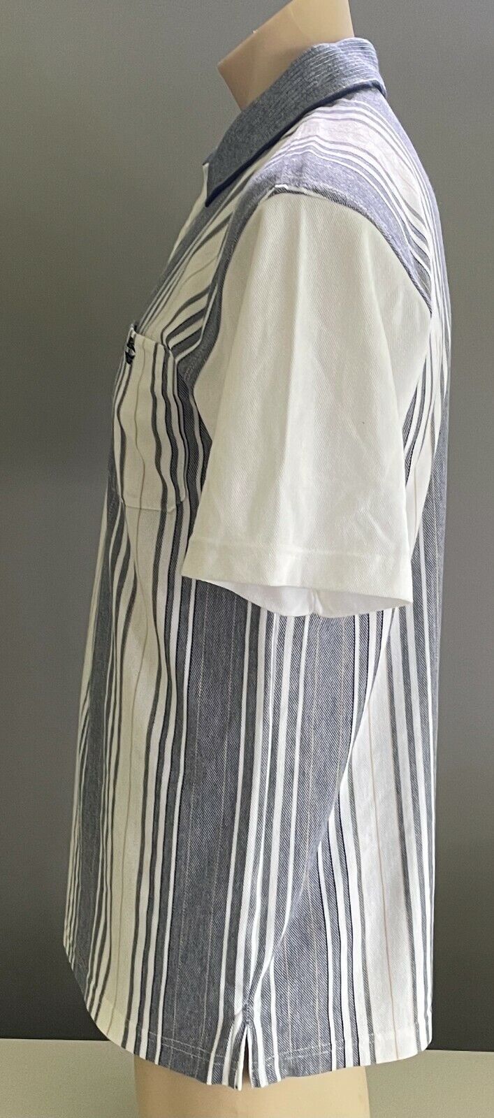 Polo Shirt BOTANY BAY TRADERS Navy White Gold Stripe Short Sleeve Tee Mens Sz M