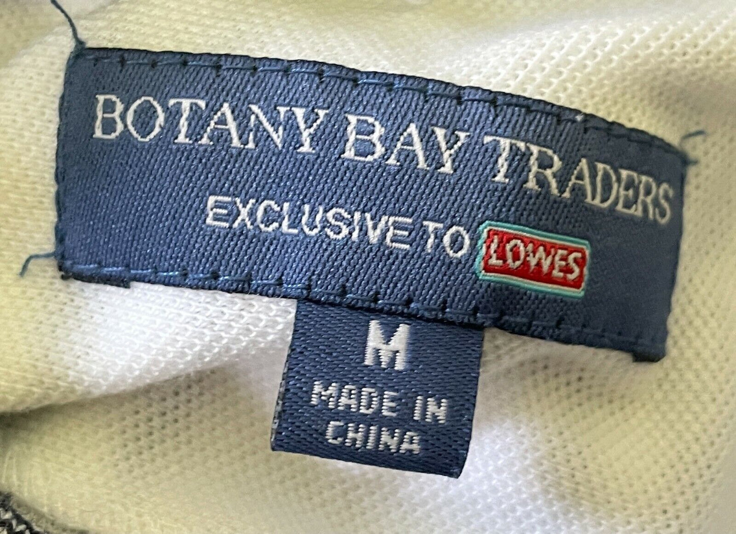 Polo Shirt BOTANY BAY TRADERS Navy White Gold Stripe Short Sleeve Tee Mens Sz M