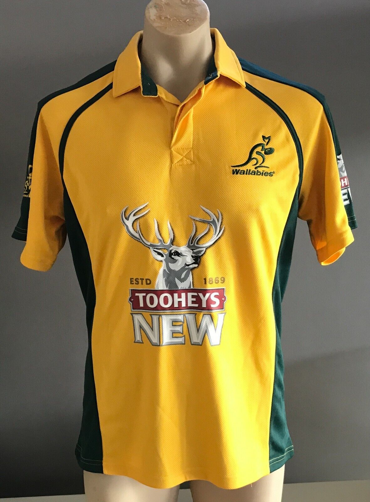 KOOGA Polo Shirt Authentic 2011 WALLABIES Tooheys New Green Gold Sh/Sleeve Men S