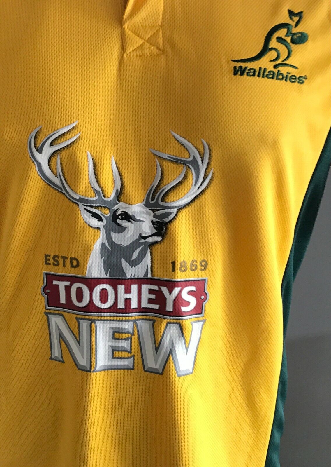 KOOGA Polo Shirt Authentic 2011 WALLABIES Tooheys New Green Gold Sh/Sleeve Men S