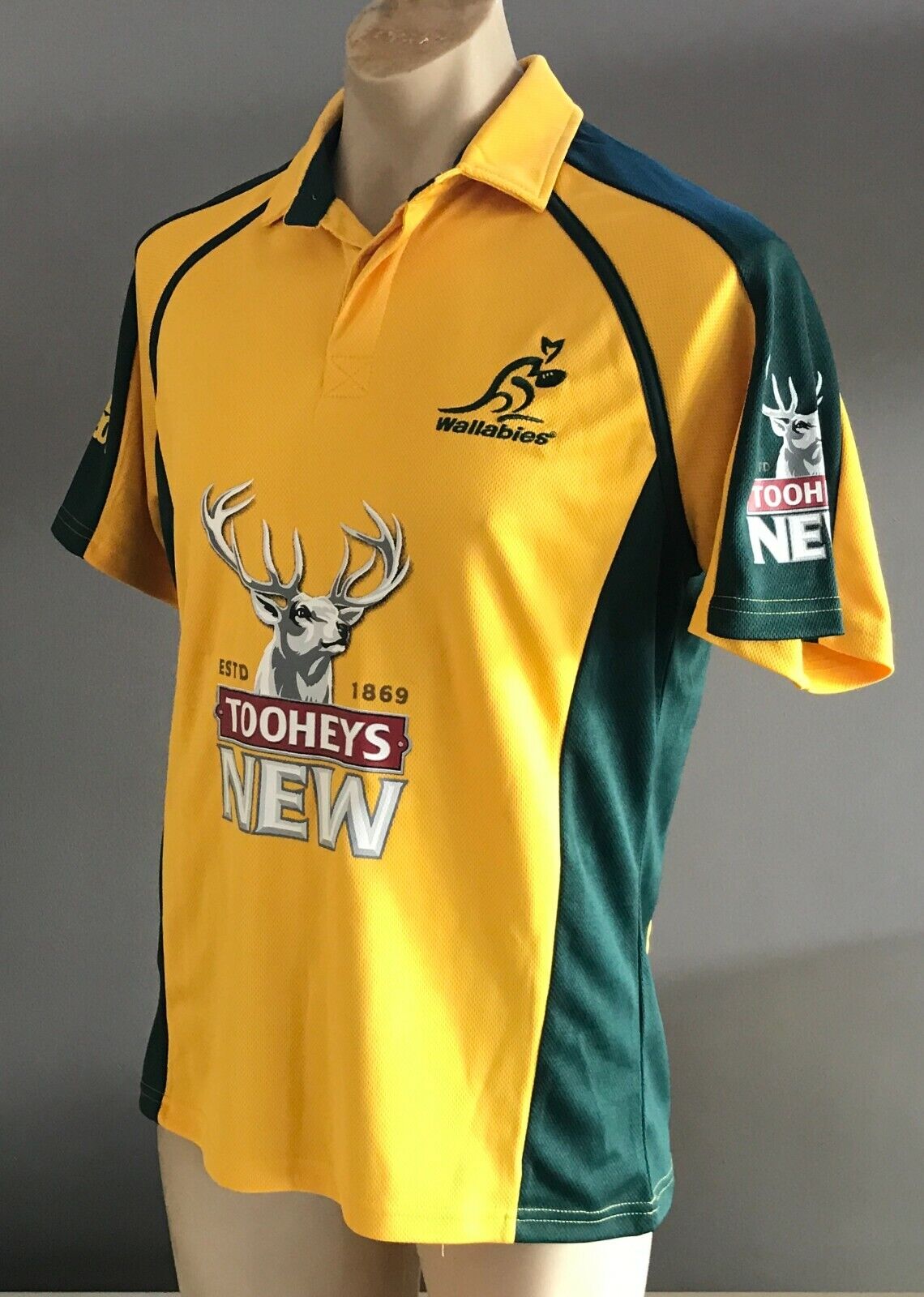 KOOGA Polo Shirt Authentic 2011 WALLABIES Tooheys New Green Gold Sh/Sleeve Men S