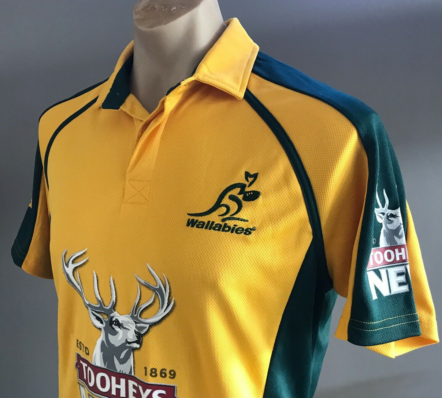 KOOGA Polo Shirt Authentic 2011 WALLABIES Tooheys New Green Gold Sh/Sleeve Men S