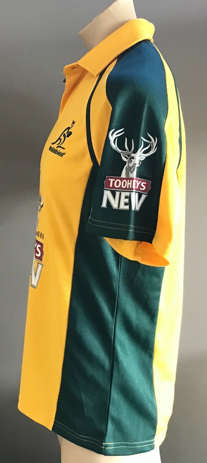 KOOGA Polo Shirt Authentic 2011 WALLABIES Tooheys New Green Gold Sh/Sleeve Men S