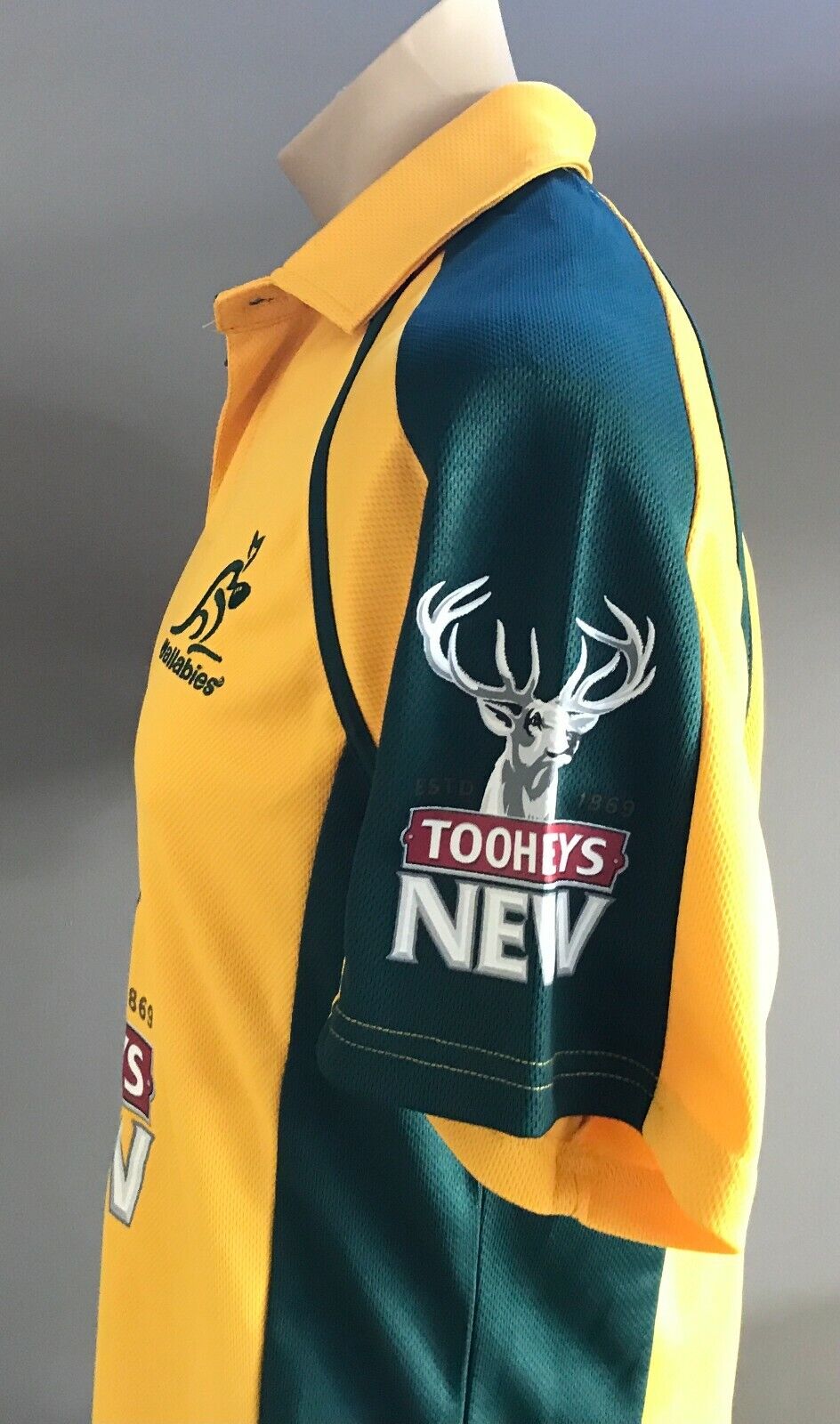KOOGA Polo Shirt Authentic 2011 WALLABIES Tooheys New Green Gold Sh/Sleeve Men S