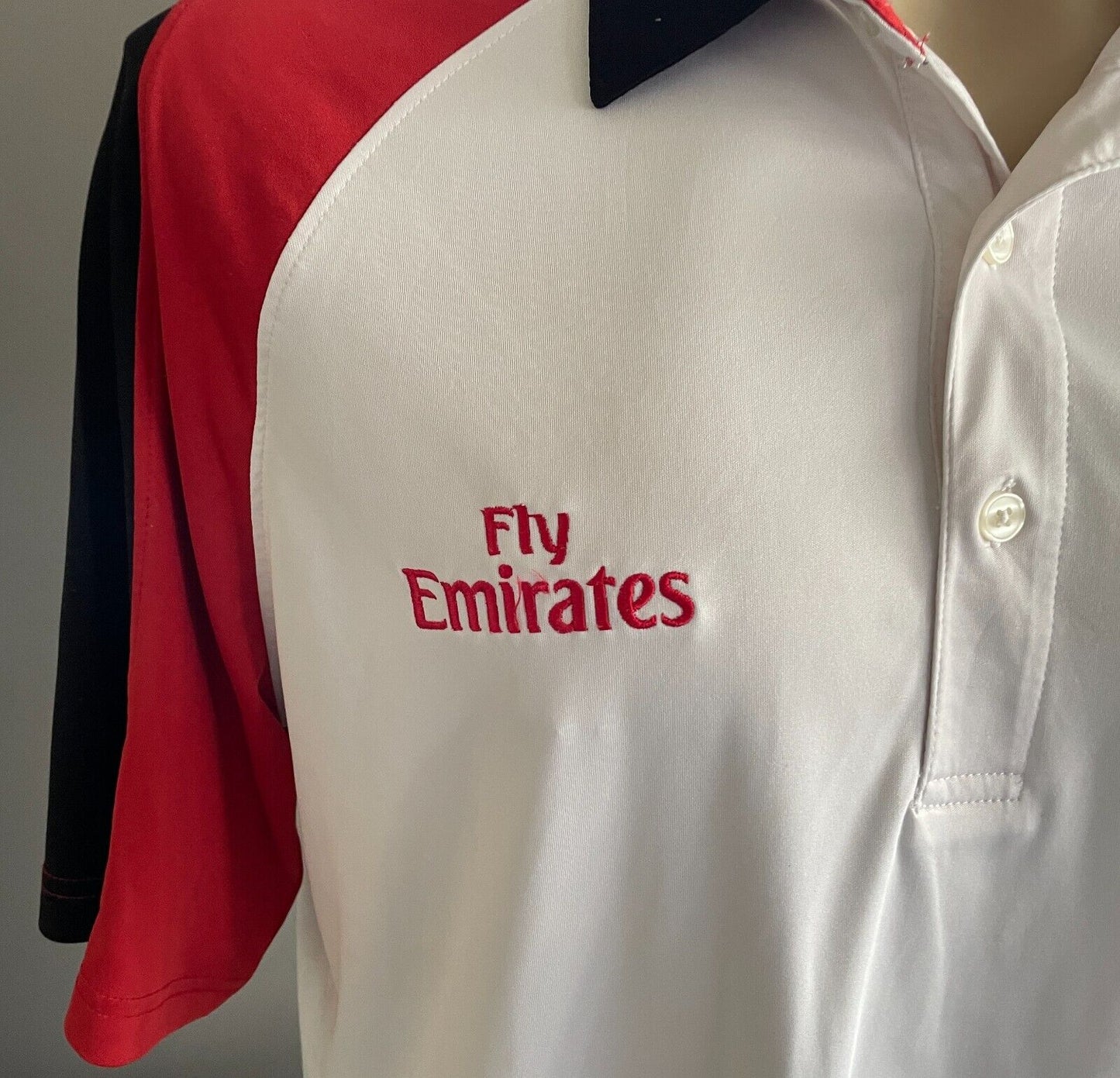 Polo Shirt DUBAI RUGBY 7's Official Merch Sh/Sleeve White Red Black Trim Size L