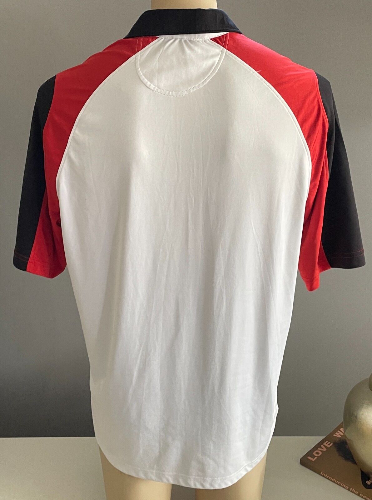 Polo Shirt DUBAI RUGBY 7's Official Merch Sh/Sleeve White Red Black Trim Size L