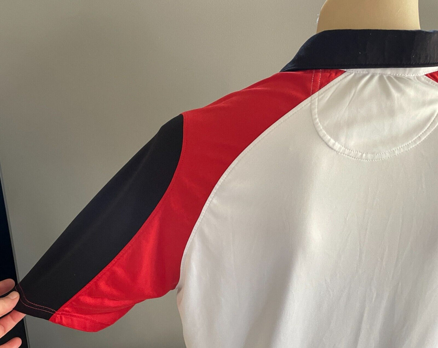 Polo Shirt DUBAI RUGBY 7's Official Merch Sh/Sleeve White Red Black Trim Size L