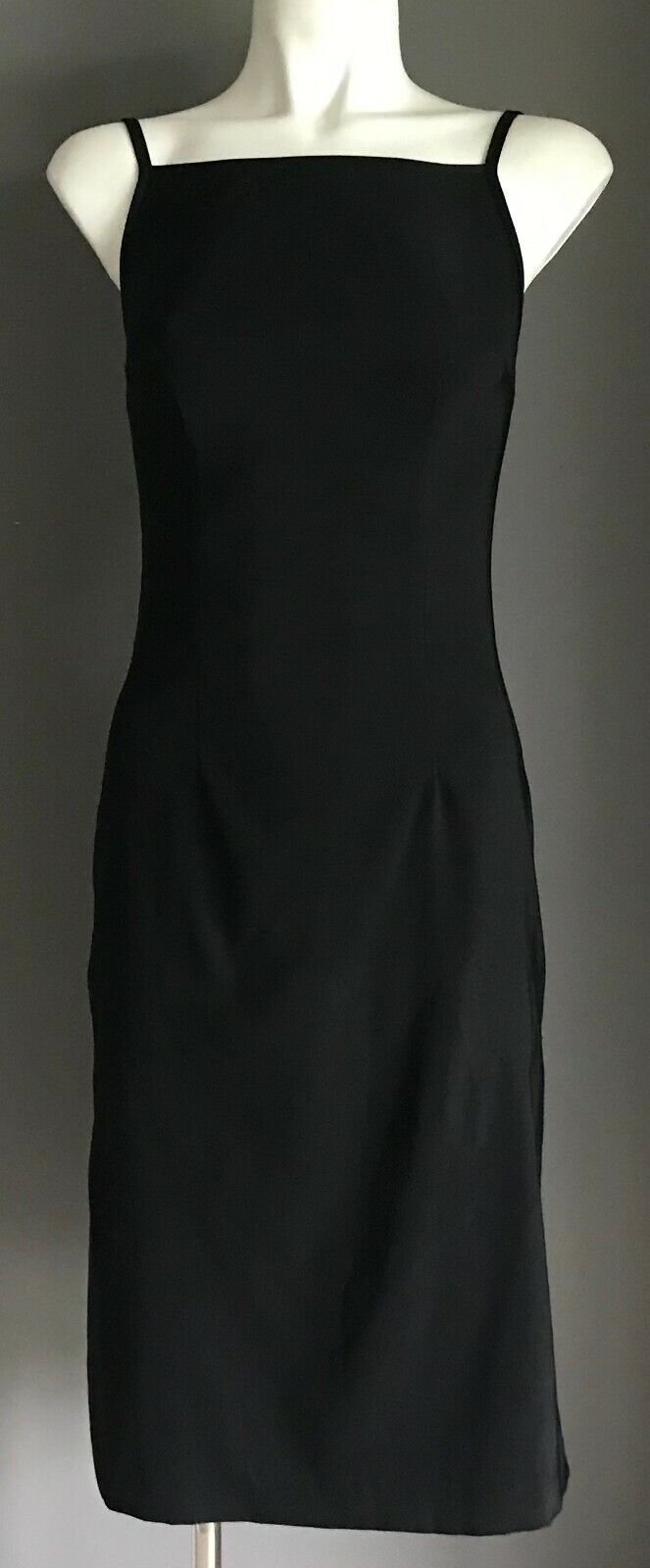 EVENTS Sheath Dress Black Sleeveless Knee Length Stretch Side Slit Pencil Sz 6 8