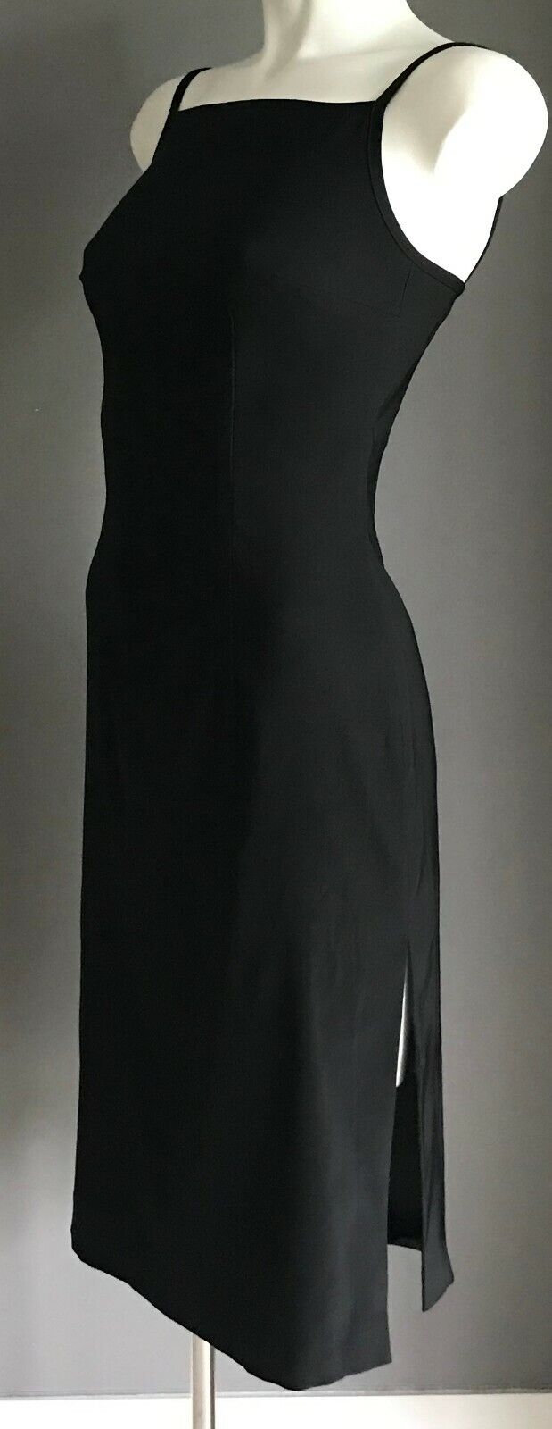 EVENTS Sheath Dress Black Sleeveless Knee Length Stretch Side Slit Pencil Sz 6 8