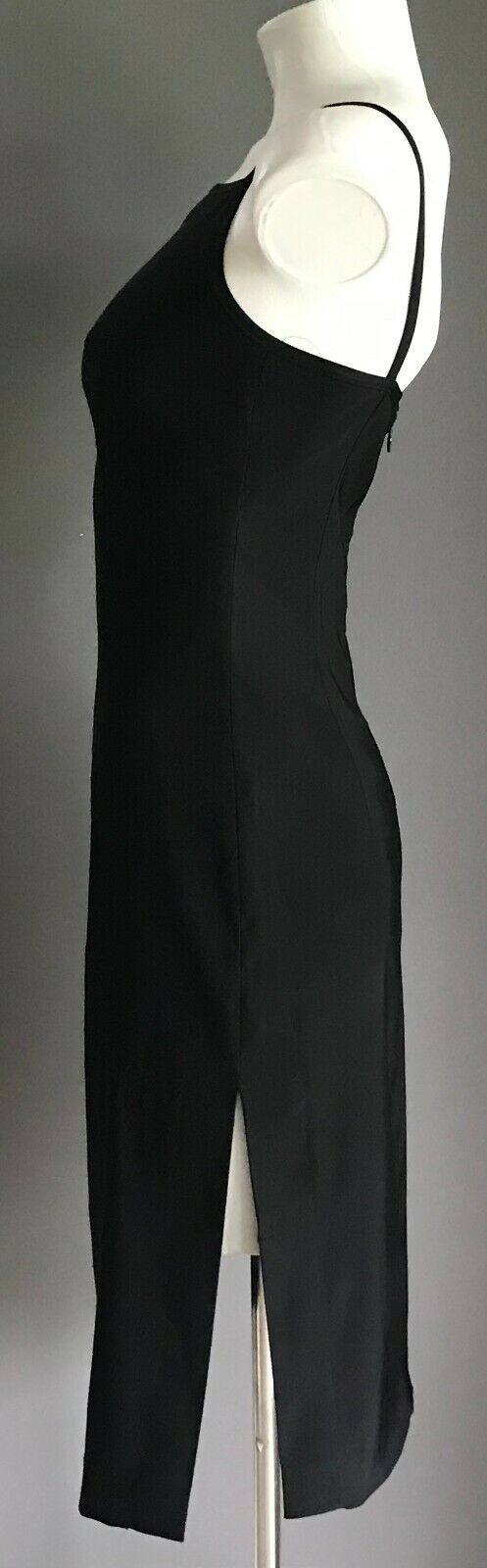 EVENTS Sheath Dress Black Sleeveless Knee Length Stretch Side Slit Pencil Sz 6 8