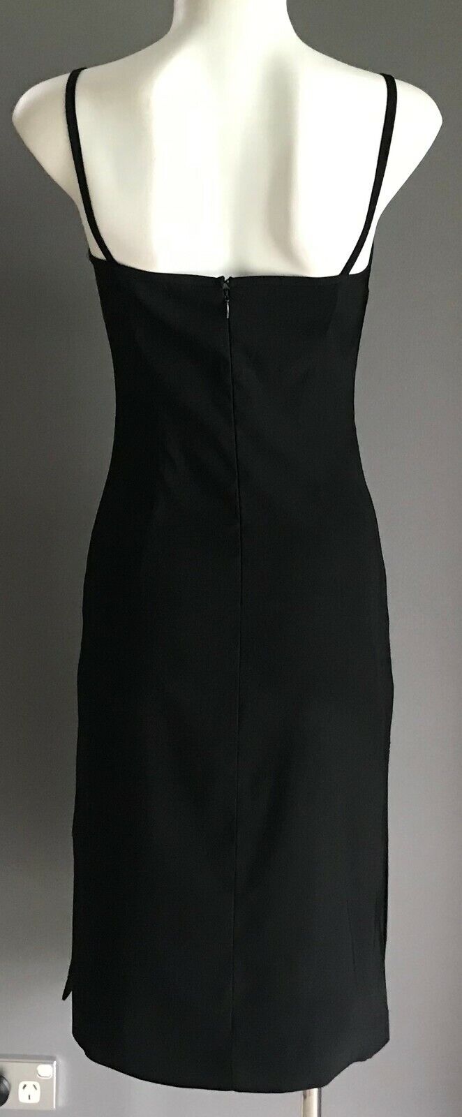 EVENTS Sheath Dress Black Sleeveless Knee Length Stretch Side Slit Pencil Sz 6 8