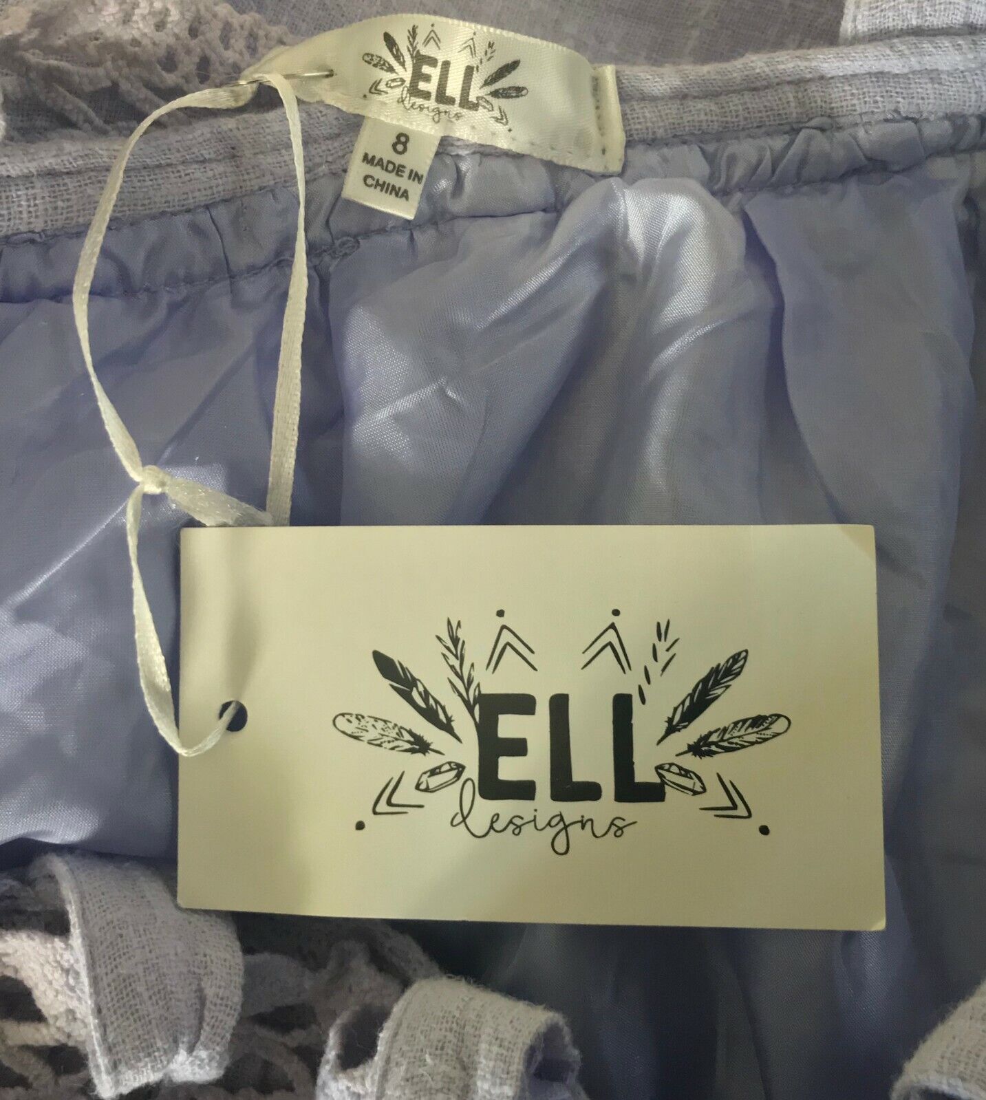 Maxi Dress ELL DESIGNS Mauve Lilac Halter Neck Lace Trim Cut Out Waist Sz 8 NEW