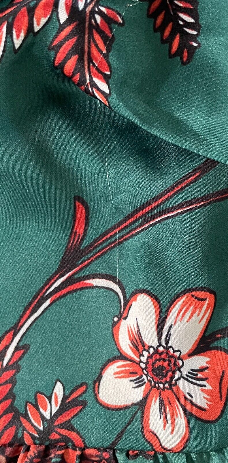 Pretty Little Things Emerald Green Floral Buttons Ruched Drape Shirt Dress Sz 8