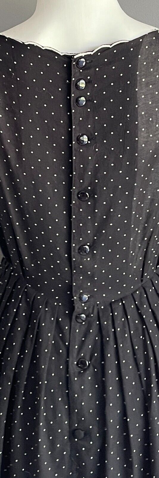 Sheath Dress Black & White Polka Dot Cotton Extended Sleeves Size 8