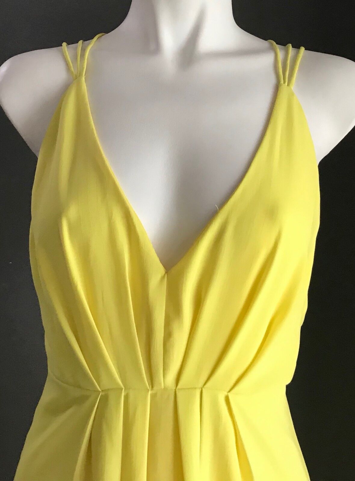AVA Maxi Dress Yellow Sleeveless Strappy Back Side Slit Long Party Size 8 NEW