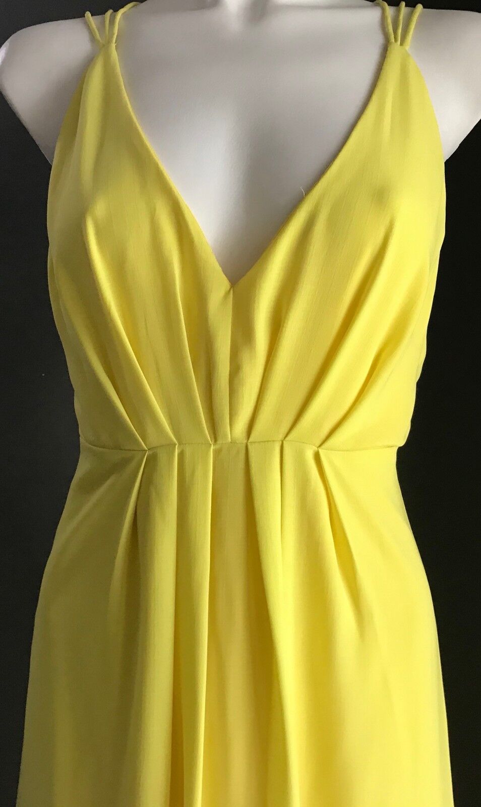 AVA Maxi Dress Yellow Sleeveless Strappy Back Side Slit Long Party Size 8 NEW