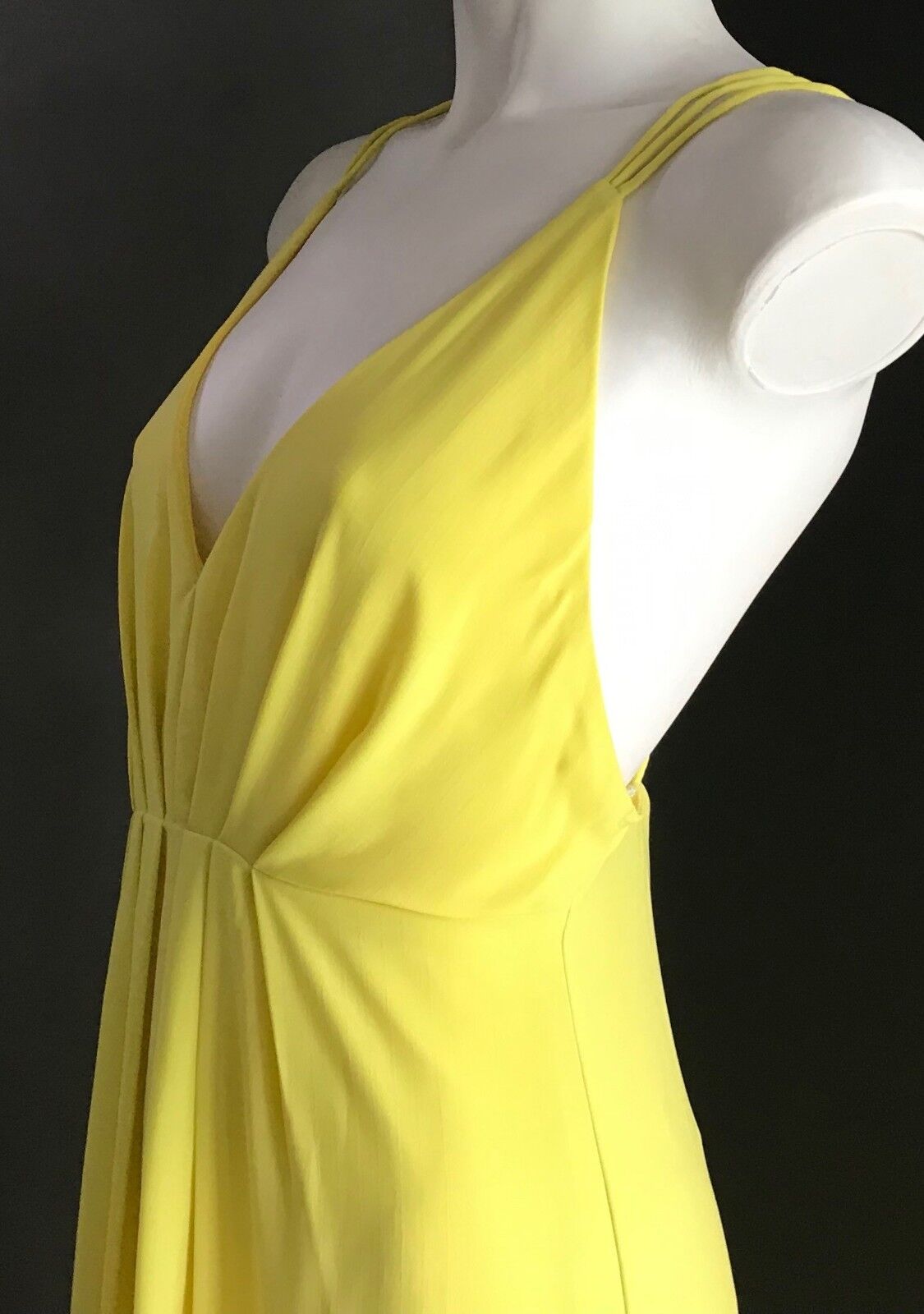 AVA Maxi Dress Yellow Sleeveless Strappy Back Side Slit Long Party Size 8 NEW