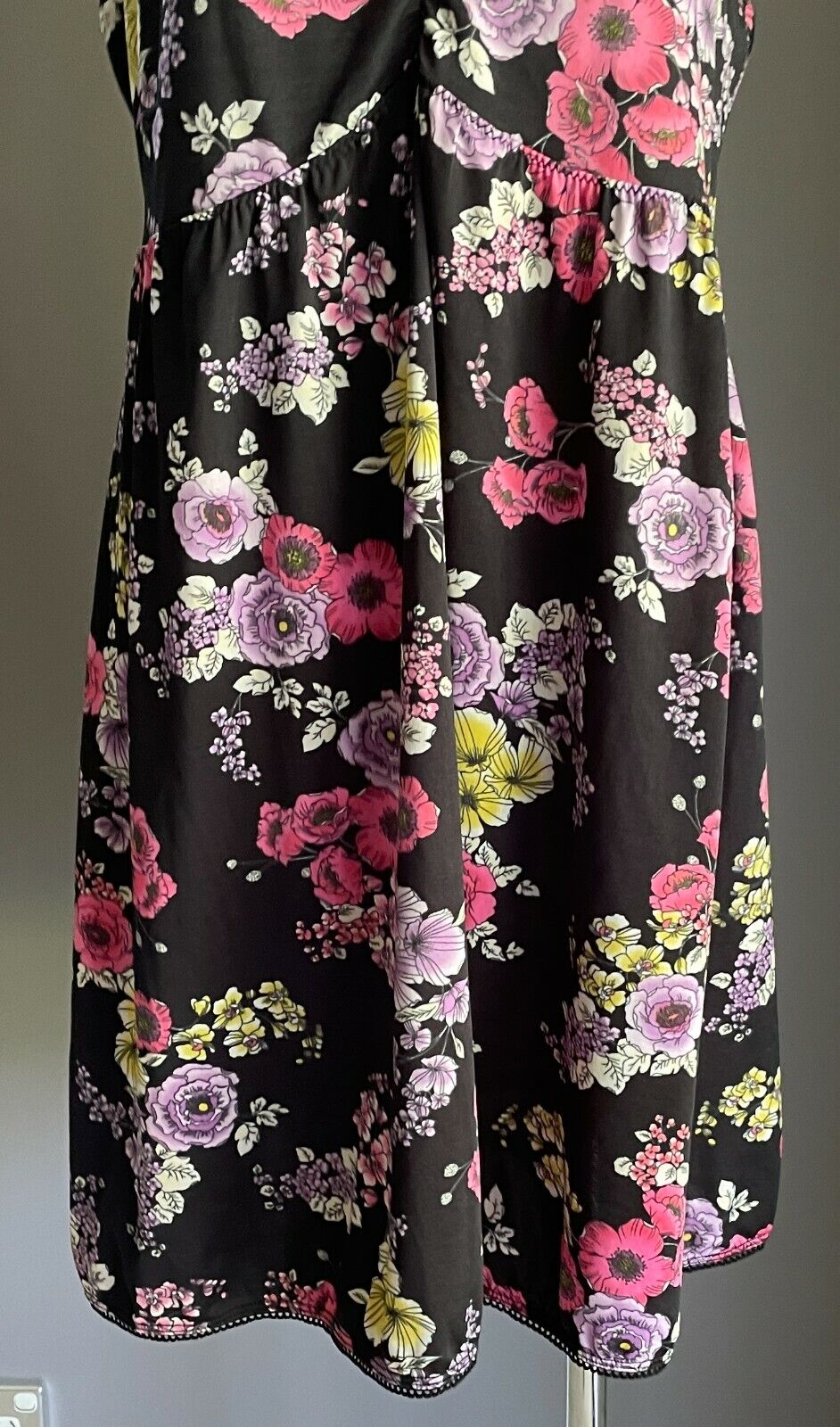 CITY CHIC Chemise Sexy Black Floral Lace Trim Double Strap Plus Size S 10 12