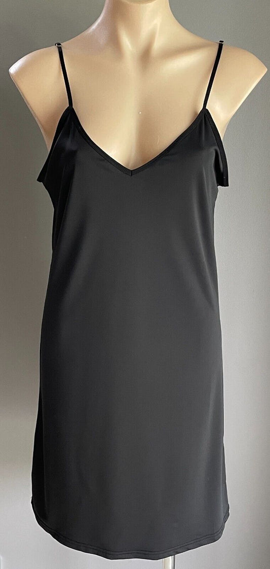 LE ROSE Chemise Black Adjustable Strap Slip Smooth Stretch Fabric Sz L 12 XL NEW