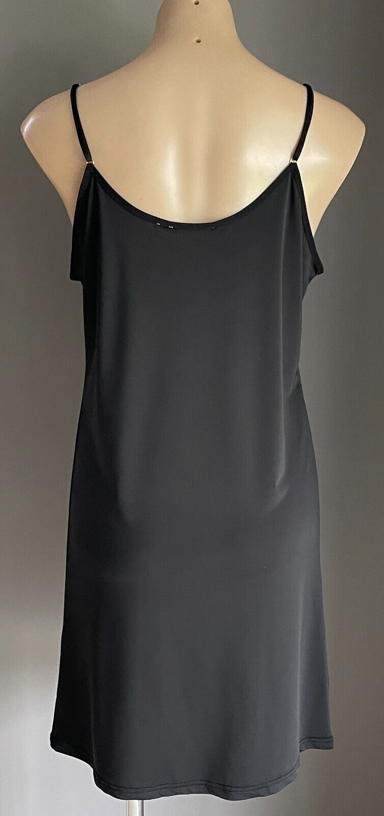 LE ROSE Chemise Black Adjustable Strap Slip Smooth Stretch Fabric Sz L 12 XL NEW