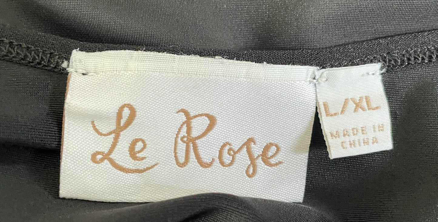 LE ROSE Chemise Black Adjustable Strap Slip Smooth Stretch Fabric Sz L 12 XL NEW
