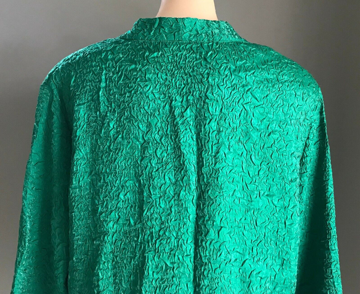 DRESS CO Over Shirt Green Textured Crinkle Fabric 3/4 Sleeve Top Plus Size 20